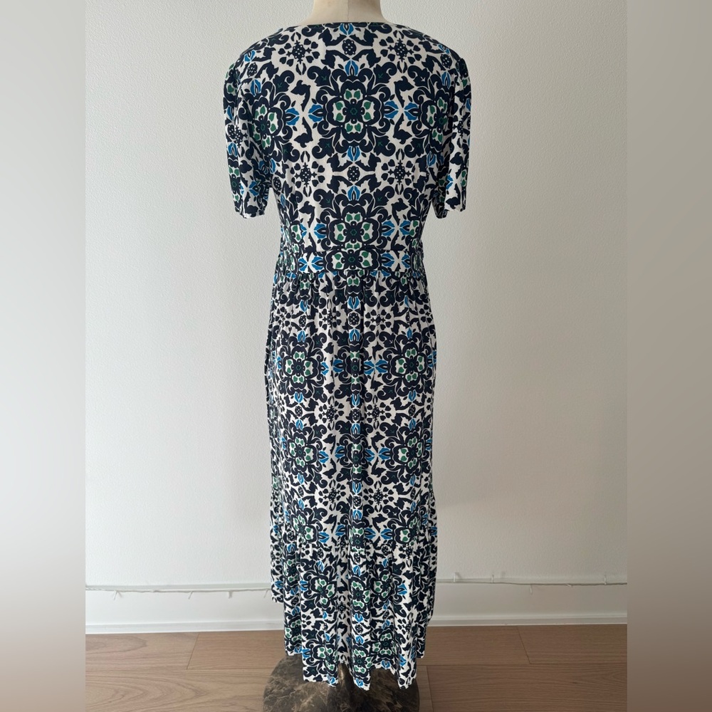 Boden Tiered Hem Maxi Dress- Navy Opulent Pome- Size 8P - Picture 2 of 9